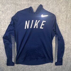 Nike Running Hoodie Mens Large Blue Miler Flash Dri-Fit Long Sleeve Pullover